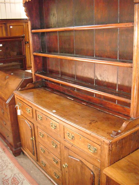 George III oak, fruitwood and pine dresser (modified)